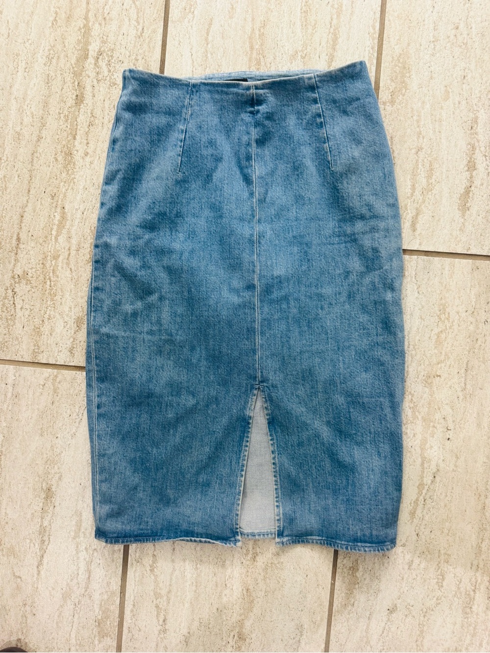 J. Crew Blue Denim Pencil Skirt with Front Slit